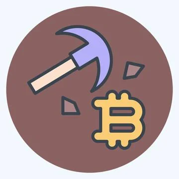 Icon Bitcoin Mining. related to Cryptocurrency symbol. color mate style 库存插图
