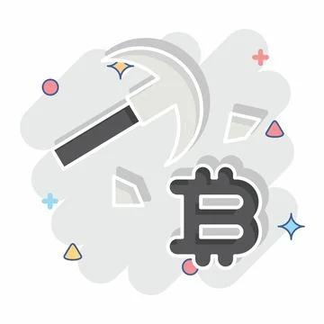 Icon Bitcoin Mining. related to Cryptocurrency symbol. comic style イラスト素材