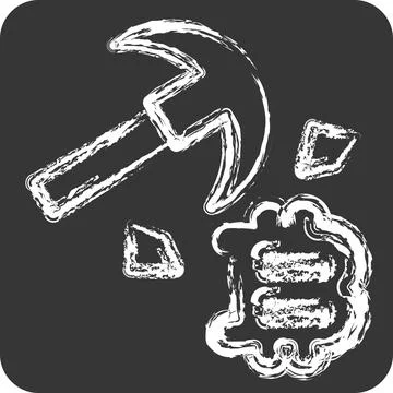 Icon Bitcoin Mining. related to Cryptocurrency symbol. chalk Style イラスト素材