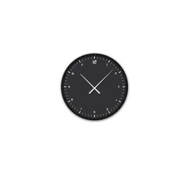 Icon of black clock face with shadow on menthol wall background.  Illustratio Stock Illustration