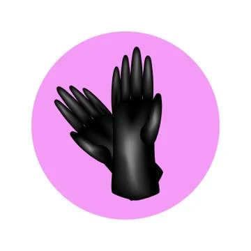 Icon black leather gloves in circle Stock Illustration