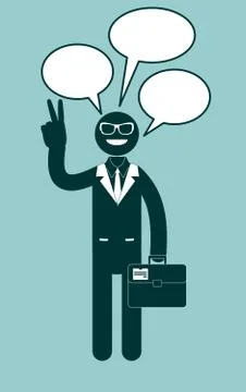 Icon black man with dialogue, vector illustration Stock Illustration