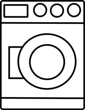 Icon black outline washing machine Stock Illustration
