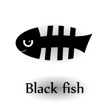 Icon black skeleton fish Stock Illustration