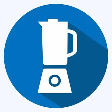Icon Blender - Long Shadow Style - Simple illustration,Editable stroke Stock Illustration