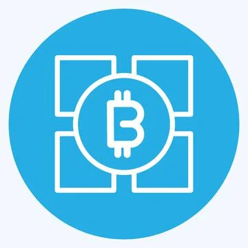 Icon Blockchain Technology. suitable for education symbol. blue eyes style. s Stock Illustration