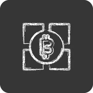 Icon Blockchain Technology. suitable for education symbol. chalk Style. sim.. Stock Illustration