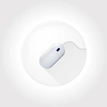 Icon for blog. Computer mouse. Single circle icon with gray computer mouse... Stock Photos
