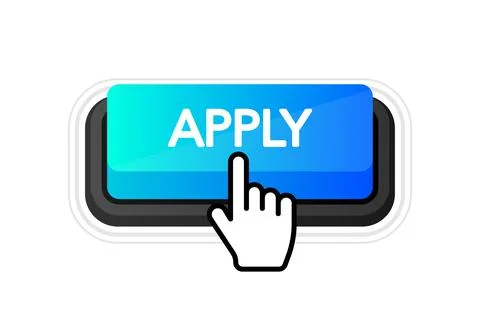Icon with blue apply 3D button on white background for web marketing design.  Stock Illustration