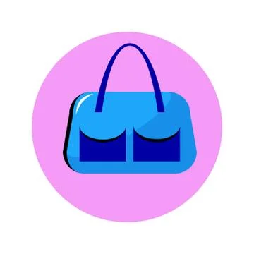 Icon blue bag with two pockets in circle Stock Illustration