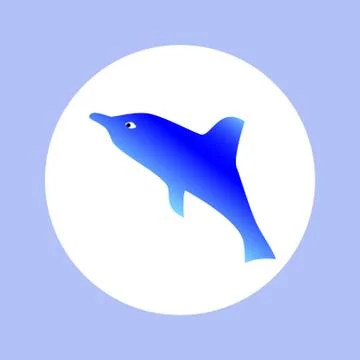 Icon blue dolphin in circle Stock Illustration