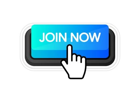 Icon with blue join now 3D button on white background for web marketing desig Stockillustratie