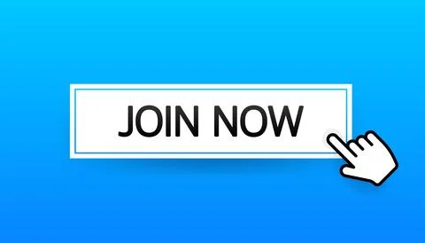 Icon with blue join now button on white background for web marketing design Stockillustratie