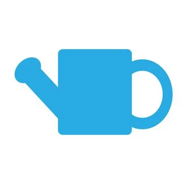 Icon with blue rectangular watering can isolated on white background Illustrazione stock