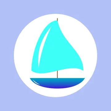 Icon blue sailing ship in circle Stock Illustration