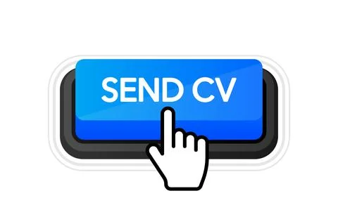 Icon with blue send cv 3D button on white background for web marketing design Stock Illustration