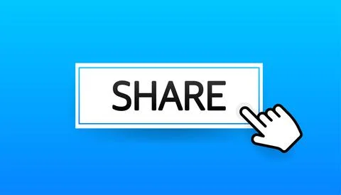 Icon with blue share 3D button on white background for web marketing design 库存插图