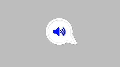 Icon of a blue speaker inside a speech bubble animated on a gray background. Stock Footage 260297956