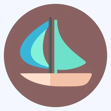 Icon Boat - Flat Style - Simple illustration,Editable stroke Stock Illustration