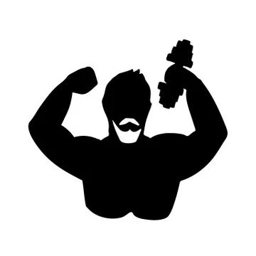 Icon of body builder. Stock Illustration