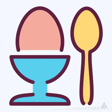 Icon Boiled Egg - Line Cut Style Stock Illustration