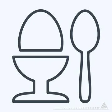 Icon Boiled Egg - Line Style Stock Illustration