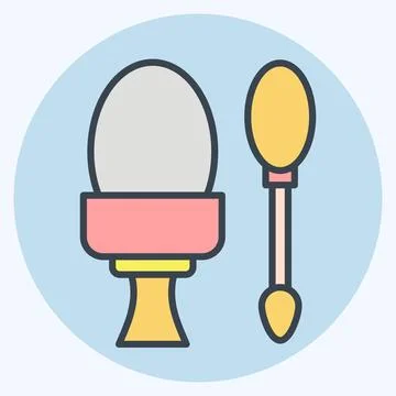Icon Boiled egg. related to Fast Food symbol. color mate style. simple desi.. Stock Illustration