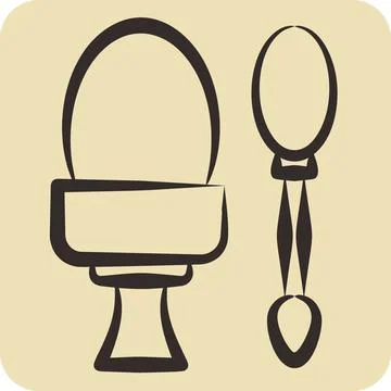 Icon Boiled egg. related to Fast Food symbol. hand drawn style. simple desi.. Stock Illustration