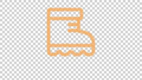 Icon boot is made of yellow grains of sand. Some grains of sand fall down. イラスト素材