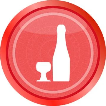 Icon with bottle and cup, web button isolated on white Stock Illustration