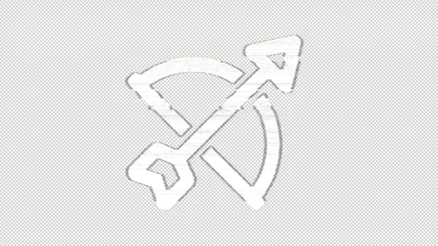 Icon bow arrow is distorted. Glitch. Noise, chromatic aberration, geometric Vídeos de archivo 305676319