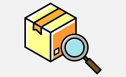 Icon box delivery barcode find magnifier package search graphic design single Stock Illustration