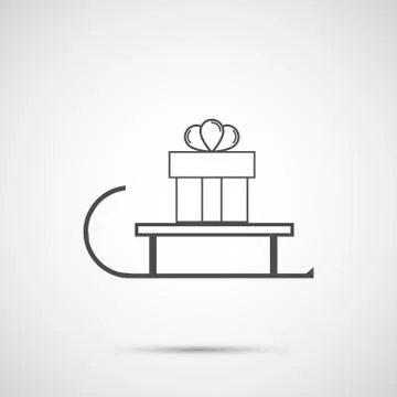 Icon boxes with gifts on sledge Stock Illustration