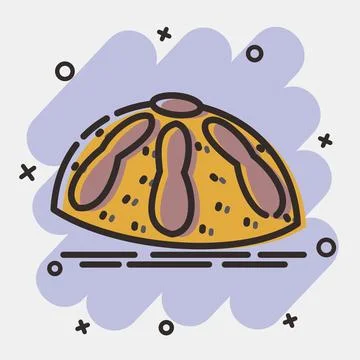 Icon bread of the dead. Day of the dead celebration elements. Icons in comi.. Stock Illustration