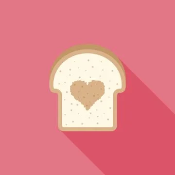 Icon bread with heart sign inside, flat design Stock Illustration