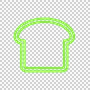 Icon bread slice from the flow of energy of green color. Shimmering neon Stock Illustration
