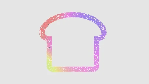 Icon bread slice is made up of LED square shapes that shimmer and flicker. There Stock Footage 296626911