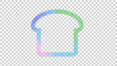 Icon bread slice is made up of LED square shapes. There are bright diodes and Illustrazione stock