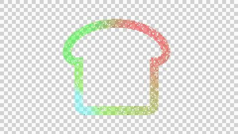 Icon bread slice is made up of LED square shapes. There are bright diodes and Stock Illustration