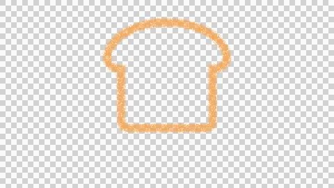 Icon bread slice is made of yellow grains of sand. Some grains of sand fall 스톡 일러스트