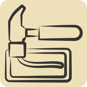 Icon Brick Hammer. related to Construction symbol. hand drawn style. simple.. Stock Illustration
