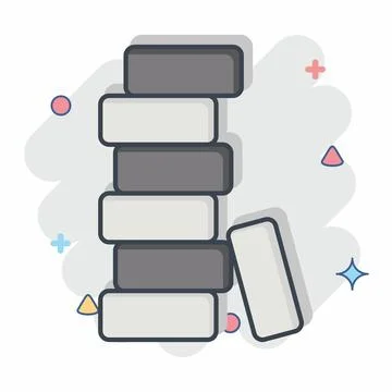 Icon Brick. related to Building Material symbol. comic style. simple design.. Stock Illustration