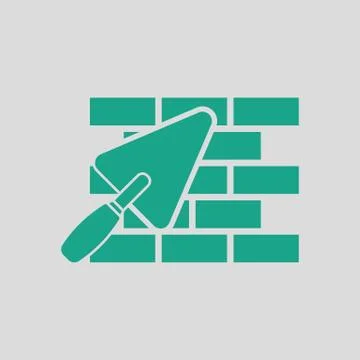 Icon of brick wall with trowel Illustrazione stock