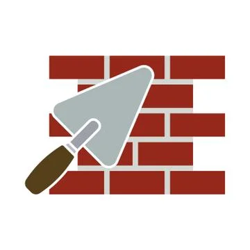 Icon Of Brick Wall With Trowel Stock Illustration