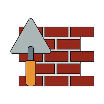 Icon Of Brick Wall With Trowel Stock Illustration