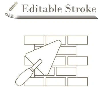 Icon Of Brick Wall With Trowel Stock Illustration