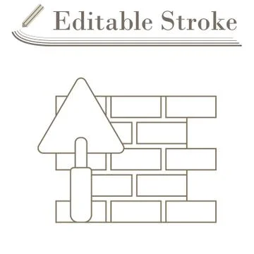 Icon Of Brick Wall With Trowel Stock Illustration