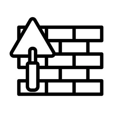 Icon Of Brick Wall With Trowel イラスト素材