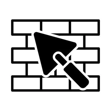 Icon Of Brick Wall With Trowel イラスト素材