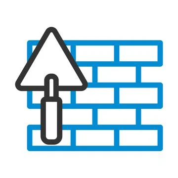 Icon Of Brick Wall With Trowel イラスト素材